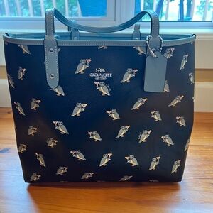 Rare and Unique Reversible Coach Owl Martini Structured Tote Bag